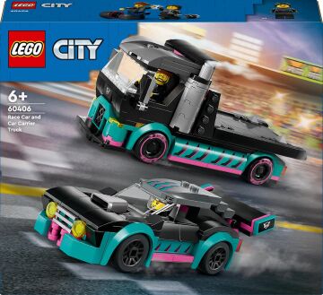 LEGO City Yarış Arabası ve Araba Taşıyıcı Kamyon 60406-6 Yaş ve Üzeri Çocuklar için Yaratıcı Oyuncak Yapım Seti (328 Parça)