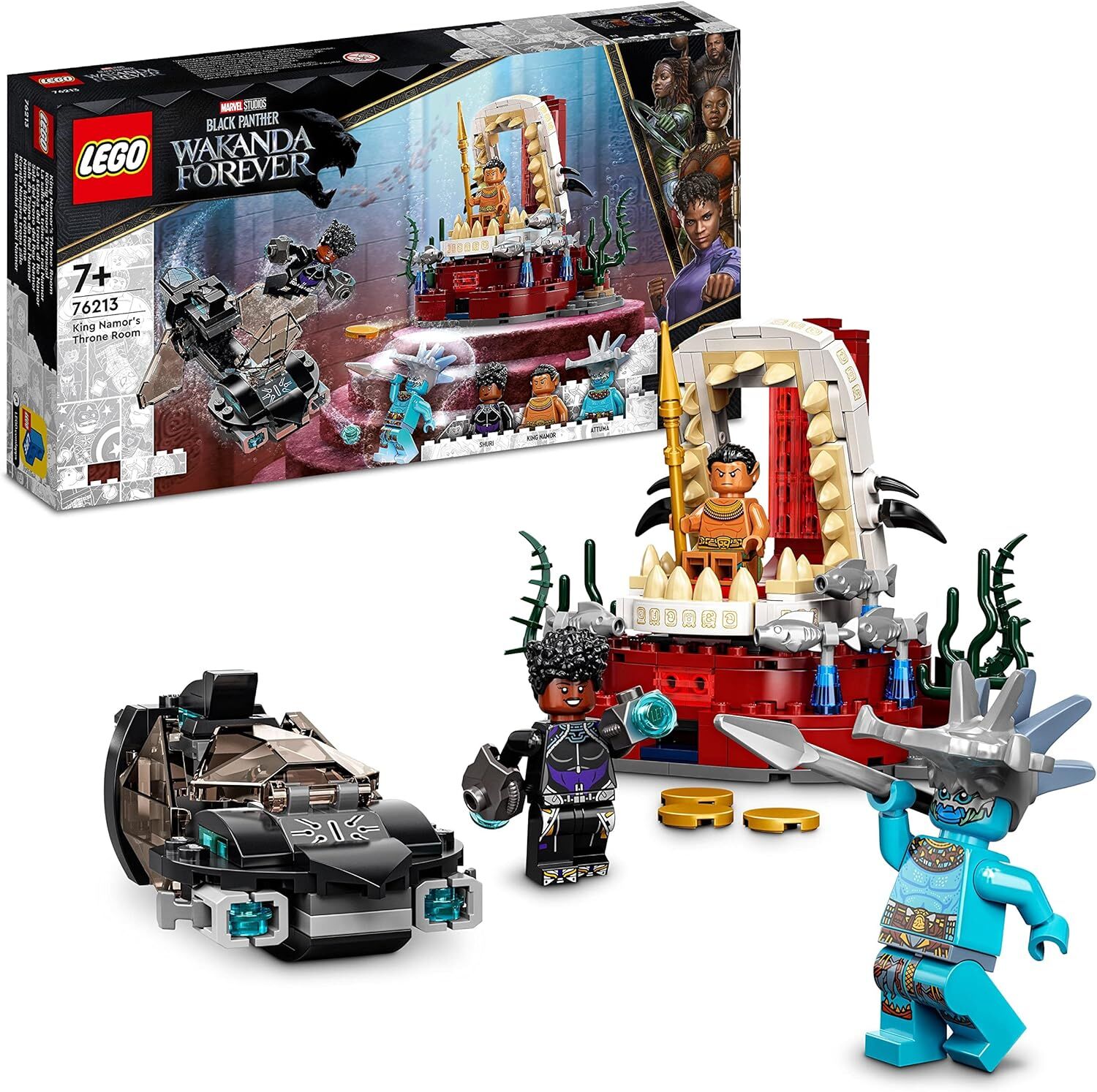 LEGO Marvel Kral Namor’un Taht Odası 76213-7 Yaş ve Üzeri Çocuklar için Black Panther Oyuncak Yapım Seti (355 Parça)