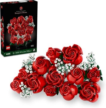 LEGO Icons Gül Buketi 10328 - Yetişkinler için Dekoratif, Koleksiyonluk ve Sergilenebilir Yaratıcı Çiçek Model Yapım Seti (822 Parça)