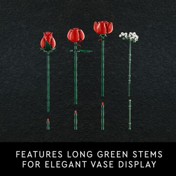 LEGO Icons Gül Buketi 10328 - Yetişkinler için Dekoratif, Koleksiyonluk ve Sergilenebilir Yaratıcı Çiçek Model Yapım Seti (822 Parça)