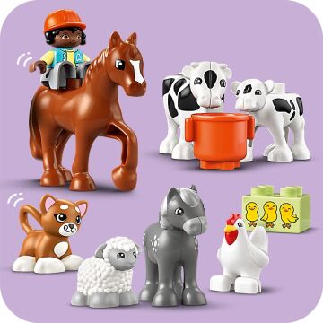 LEGO DUPLO Kasabası Çiftlikte Hayvanların Bakımı 10416-2 Yaş ve Üzeri Çocuklar için Oyuncak İnek, Koyun, Tavuk ve At İçeren Eğitici Oyuncak Yapım Seti (74 Parça)