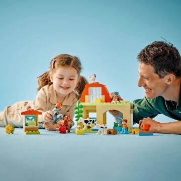 LEGO DUPLO Kasabası Çiftlikte Hayvanların Bakımı 10416-2 Yaş ve Üzeri Çocuklar için Oyuncak İnek, Koyun, Tavuk ve At İçeren Eğitici Oyuncak Yapım Seti (74 Parça)