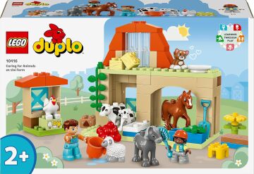 LEGO DUPLO Kasabası Çiftlikte Hayvanların Bakımı 10416-2 Yaş ve Üzeri Çocuklar için Oyuncak İnek, Koyun, Tavuk ve At İçeren Eğitici Oyuncak Yapım Seti (74 Parça)