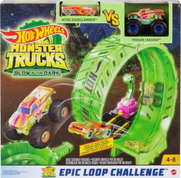 Hot Wheels Monster Trucks Karanlıkta Parlayan Çemberde Yarış Seti, 4 yaş ve üzeri, HBN02