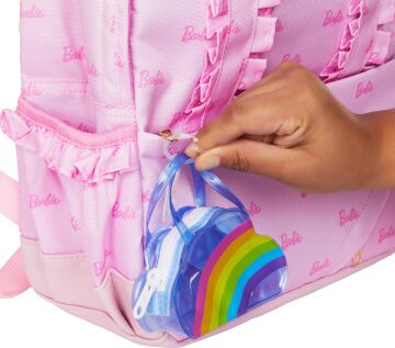 Barbie Premium Rainbow Cloud Moda Çanta, Mor Pijama, Pembe Terlik ve Aksesuarlar