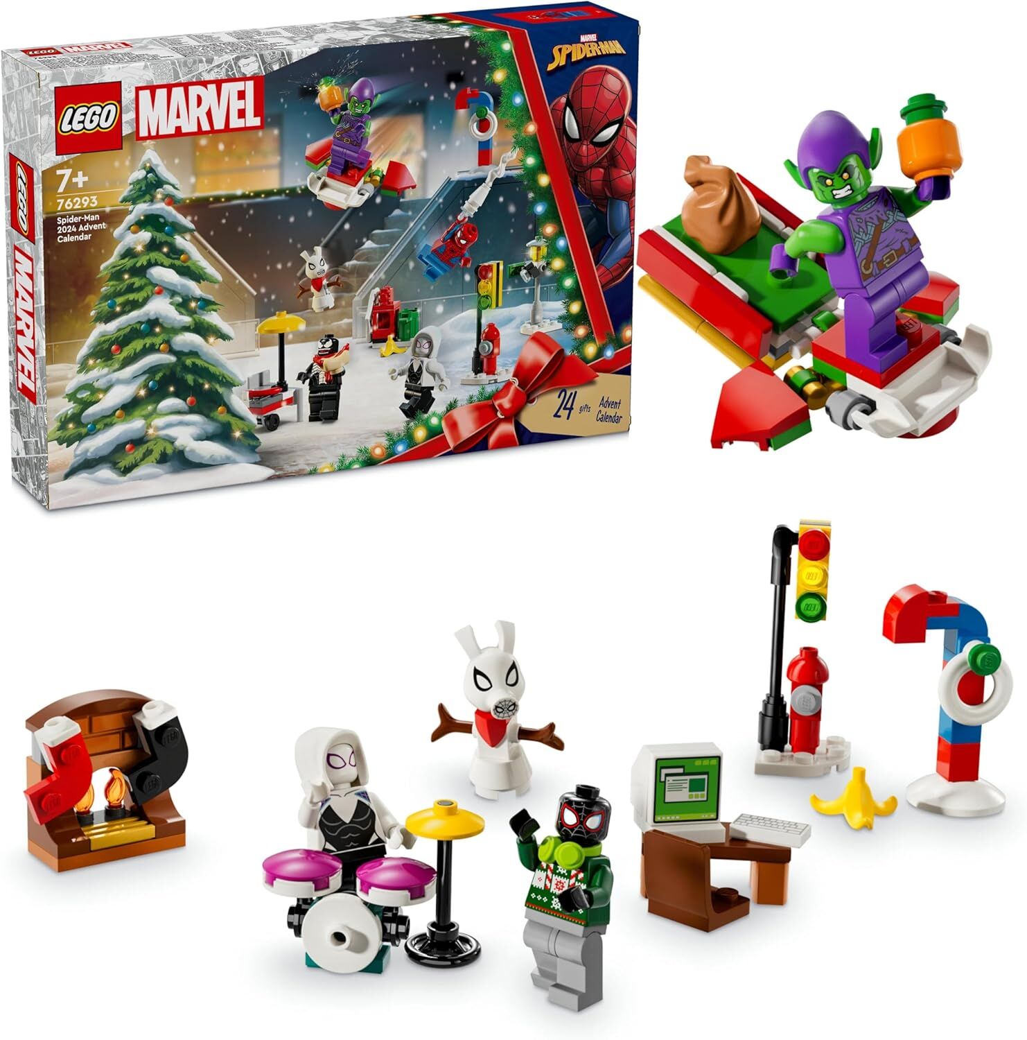 LEGO Marvel Örümcek Adam 2024 Yılbaşı Takvimi 76293, 7 Yaş ve Üzeri Çocuklar için 24 Ayrı Sürpriz İçeren Yaratıcı Oyuncak Yapım Seti (246 Parça)