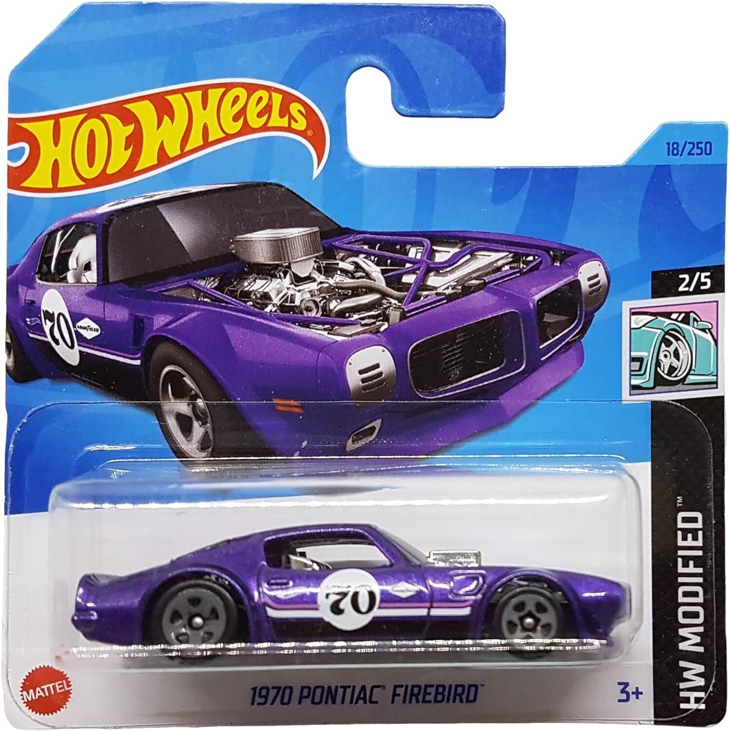 Hot Wheels - 1970 Pontiac Firebird - HW Modified 2/5 - HKK49 - Short Card - Good Year - GM - Mattel 2023
