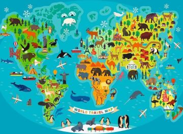 Ravensburger 132874 150 Parçalı Puzzle Hayvanlı Harita, Renkli