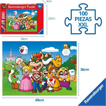 Ravensburger 129928 100 Parçalı Puzzle Süper Mario, Çok Renkli