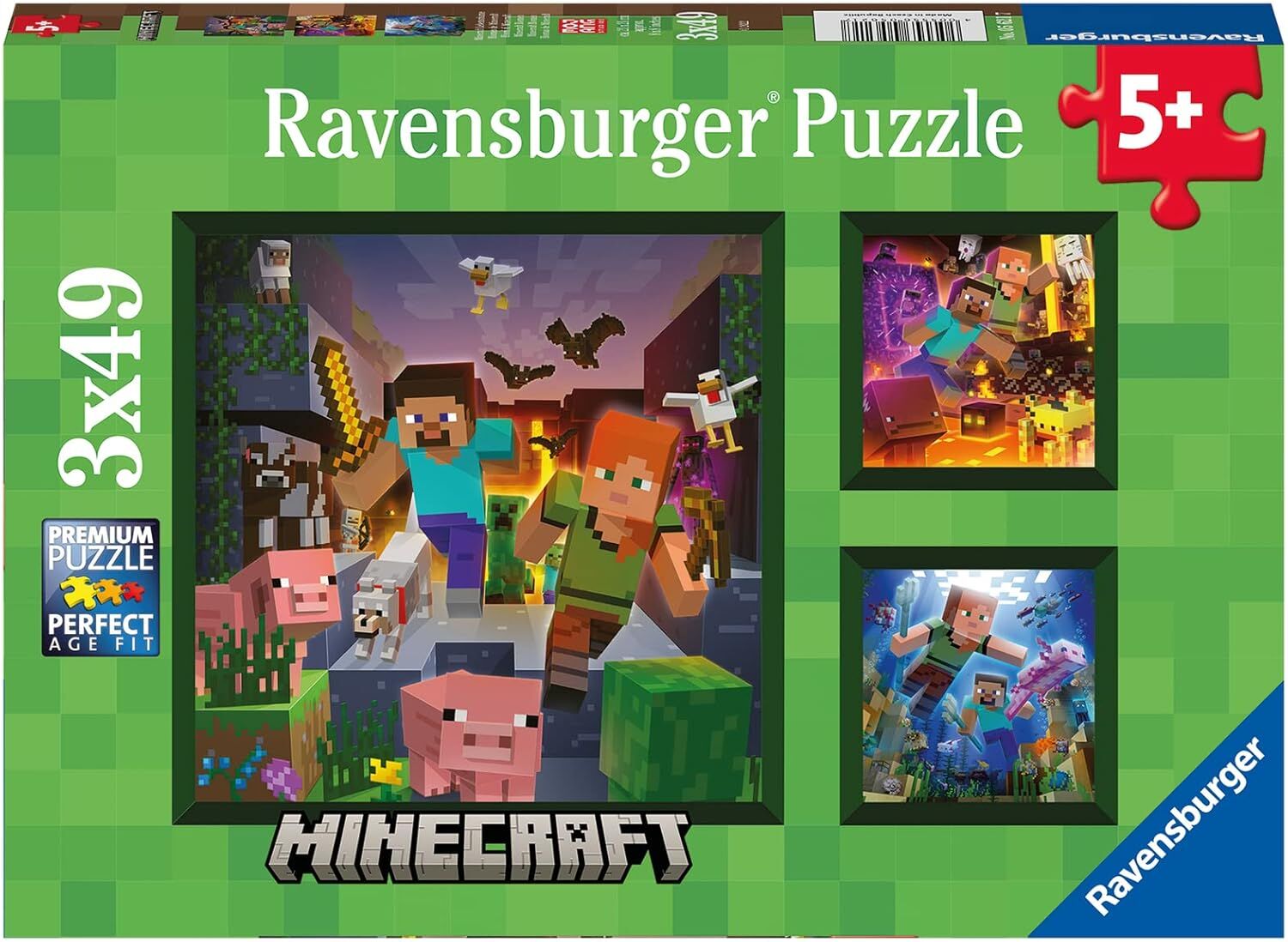 Ravensburger Minecraft Puzzle, 3x49 Parça