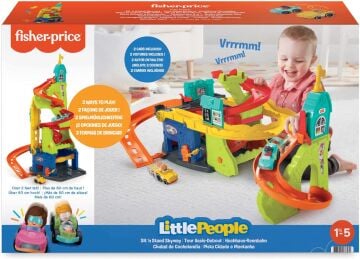 Fisher Price Little People Wheelies Şehri Araçları Oyun Seti, 2 Adet Araba Dahil, HBD77, Çok Renkli