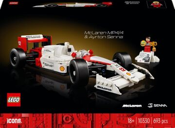 LEGO Icons McLaren MP4/4 ve Ayrton Senna 10330 - Araç Tutkunu Yetişkinler için Koleksiyonluk Yaratıcı Model Araba Yapım Seti (693 Parça)