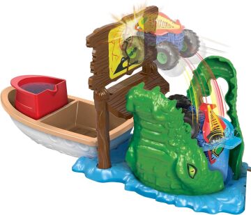 Hot Wheels Monster Trucks Renk Değiştiren Araçlar Timsahtan Kaçış Oyun Seti, 4 yaş ve üzeri, HGV14