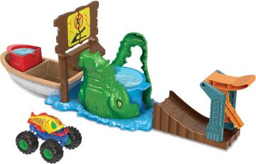 Hot Wheels Monster Trucks Renk Değiştiren Araçlar Timsahtan Kaçış Oyun Seti, 4 yaş ve üzeri, HGV14