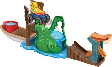 Hot Wheels Monster Trucks Renk Değiştiren Araçlar Timsahtan Kaçış Oyun Seti, 4 yaş ve üzeri, HGV14