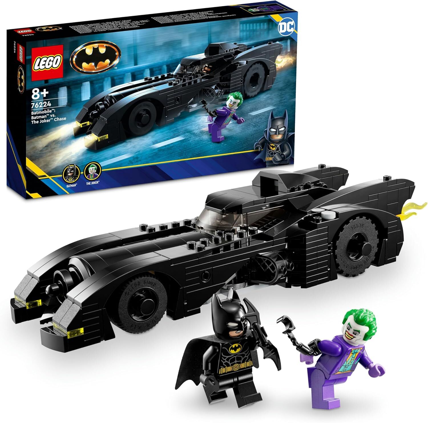 LEGO DC Batmobile : Batman ’in Joker Takibi 76224, 8 Yaş ve Üzeri Çocuklar için Siyah Süper Kahraman Arabası İçeren Yaratıcı Oyuncak Yapım Seti (438 Parça)