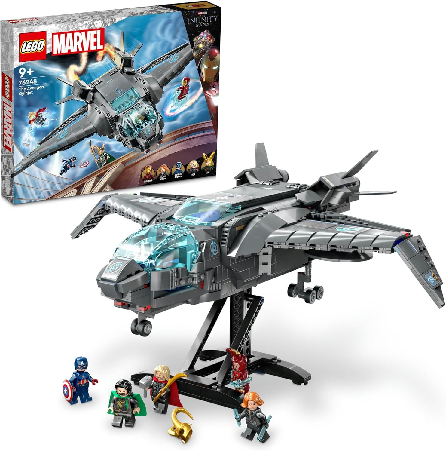 LEGO® Marvel Avengers Quinjeti 76248-9 Yaş ve Üzeri Çocuklar için Avengers Uçağı ve Minifigürler İçeren Yaratıcı Oyuncak Yapım Seti (795 Parça)