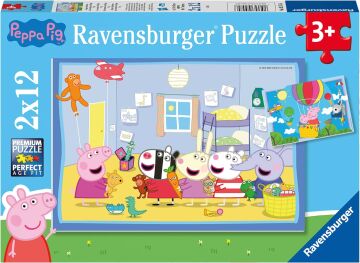 Ravensburger 55746 2x12 Parçalı Puzzle Peppa Macerada, Renkli