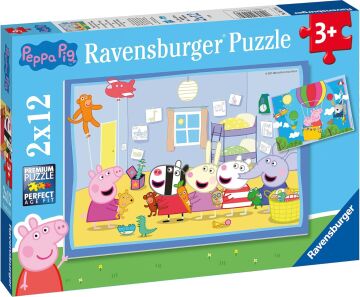 Ravensburger 55746 2x12 Parçalı Puzzle Peppa Macerada, Renkli