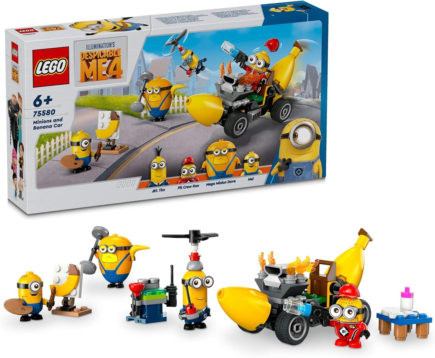 LEGO Despicable Me 4 Minyonlar ve Muz Araba 75580 6 Yaş ve Üzeri Çocuklar İçin Filmden Esinlenen Yaratıcı Oyuncak Yapım Seti (136 Parça)