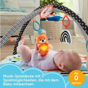 Fisher Price Neşeli Hayvanlar 3'ü 1 Arada Jimnastik Merkezi, bebek oyun minderi, karın üstünde oynamaya uygundur ve taşınabilir HBP41