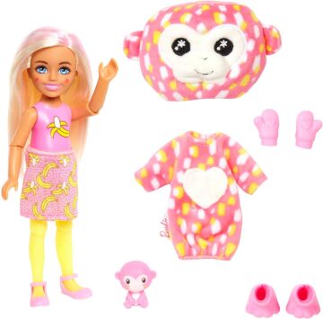 Barbie Cutie Reveal Bebekler Chelsea Tropikal Orman Serisi - Maymun, 3 yaş ve üzeri, HKR14