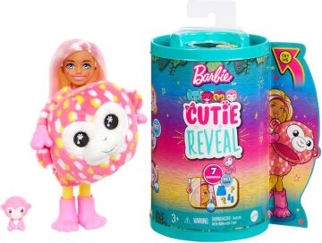 Barbie Cutie Reveal Bebekler Chelsea Tropikal Orman Serisi - Maymun, 3 yaş ve üzeri, HKR14