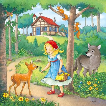 Ravensburger 08051 Rapunzel, kırmızı başlıklı bebek ve kurbağa kralı, çok renkli