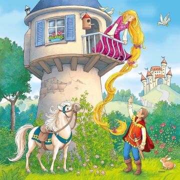 Ravensburger 08051 Rapunzel, kırmızı başlıklı bebek ve kurbağa kralı, çok renkli