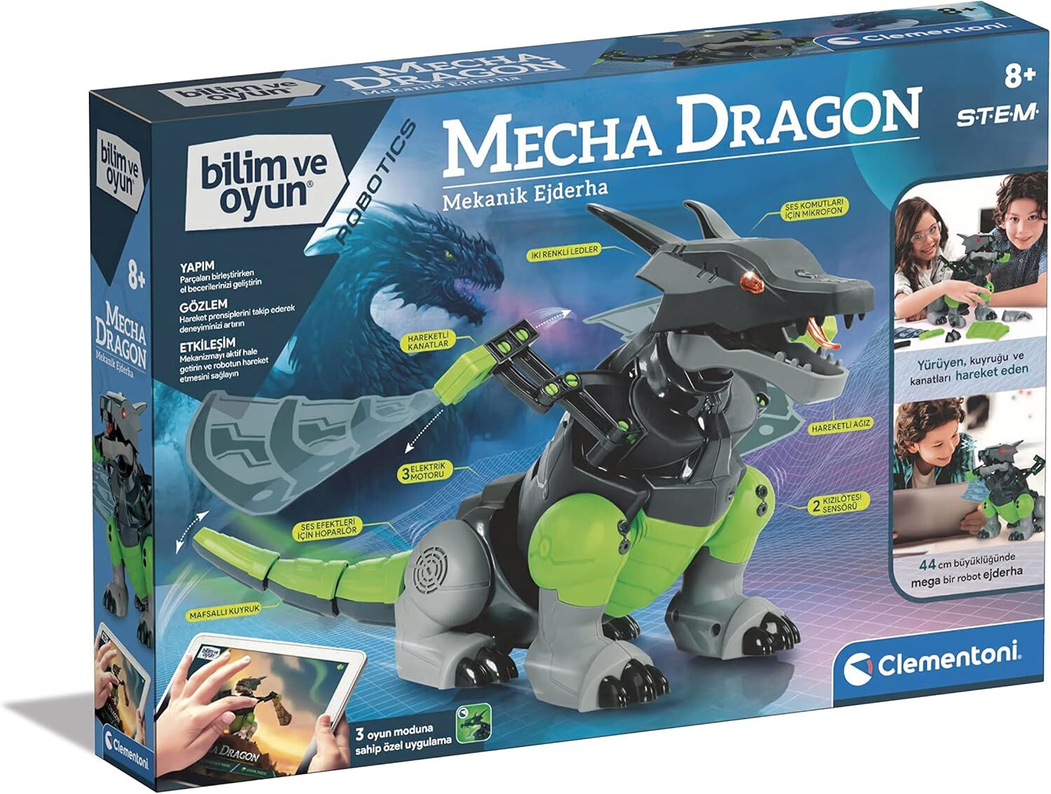 Clementoni 64326 Robotik Laboratuvarı, Mecha Dragon, Bilimsel Oyuncak, Multicolor
