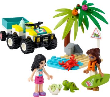 LEGO 41697 Arkadaş Kaplumbağa Koruma Aracı, Deniz Hayvan Kurtarma Oyuncak 6 Yaşındaki Çocuklar için, Plaj ATV Arabası Römork Bina Seti, Yaz Serisi