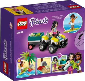 LEGO 41697 Arkadaş Kaplumbağa Koruma Aracı, Deniz Hayvan Kurtarma Oyuncak 6 Yaşındaki Çocuklar için, Plaj ATV Arabası Römork Bina Seti, Yaz Serisi