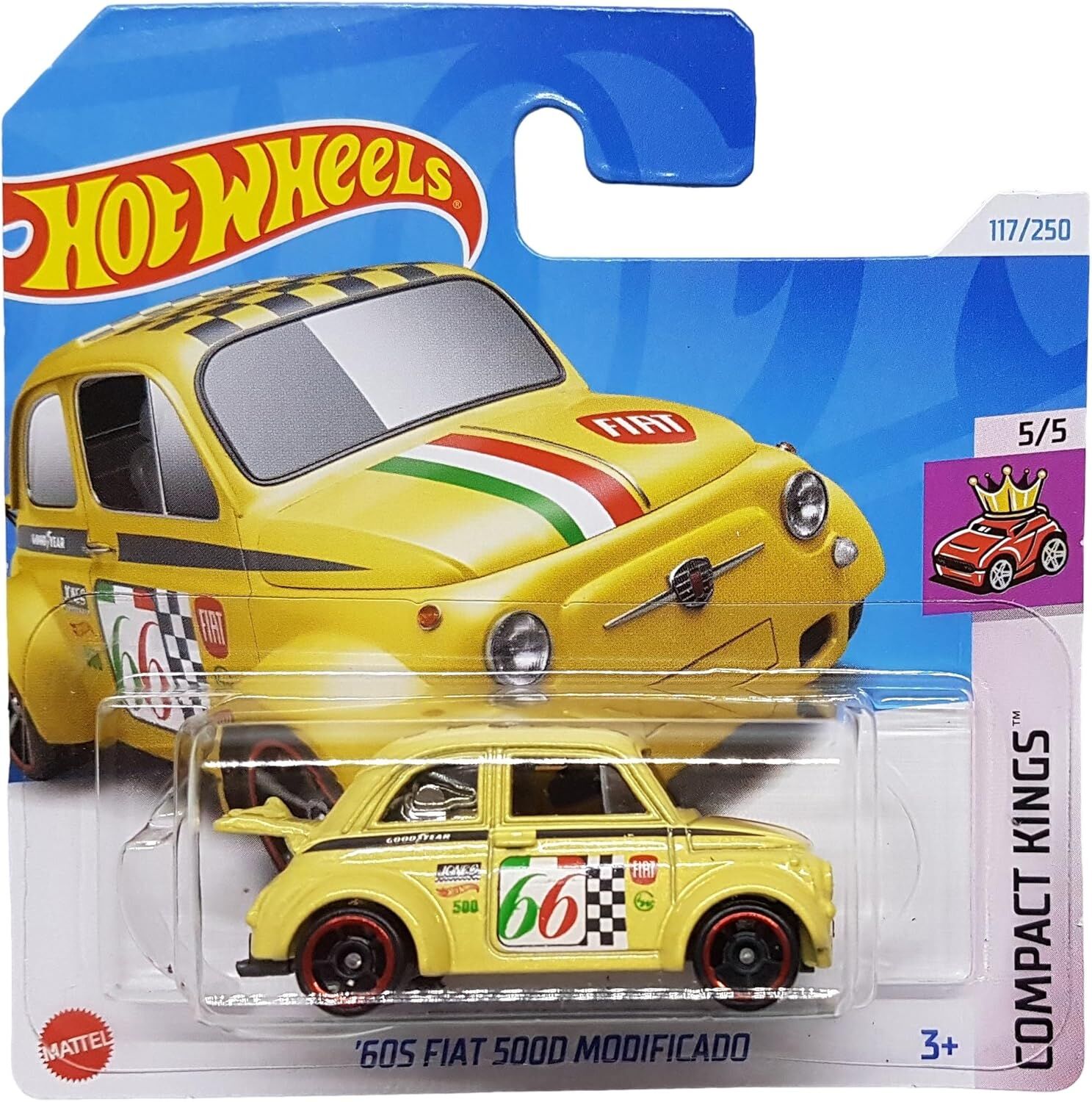 Hot Wheels - ´60s FIAT 500 Modificado - Compact Kings 5/5 - HTC20 - Short Card - Good Year - sarı - Mattel 2024