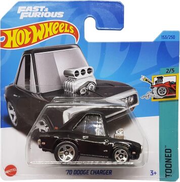 Hot Wheels - ´70 Dodge Charger - Tooned 2/5 - HKG57 - Short Card - Fast & Furious - siyah - Mattel 2023