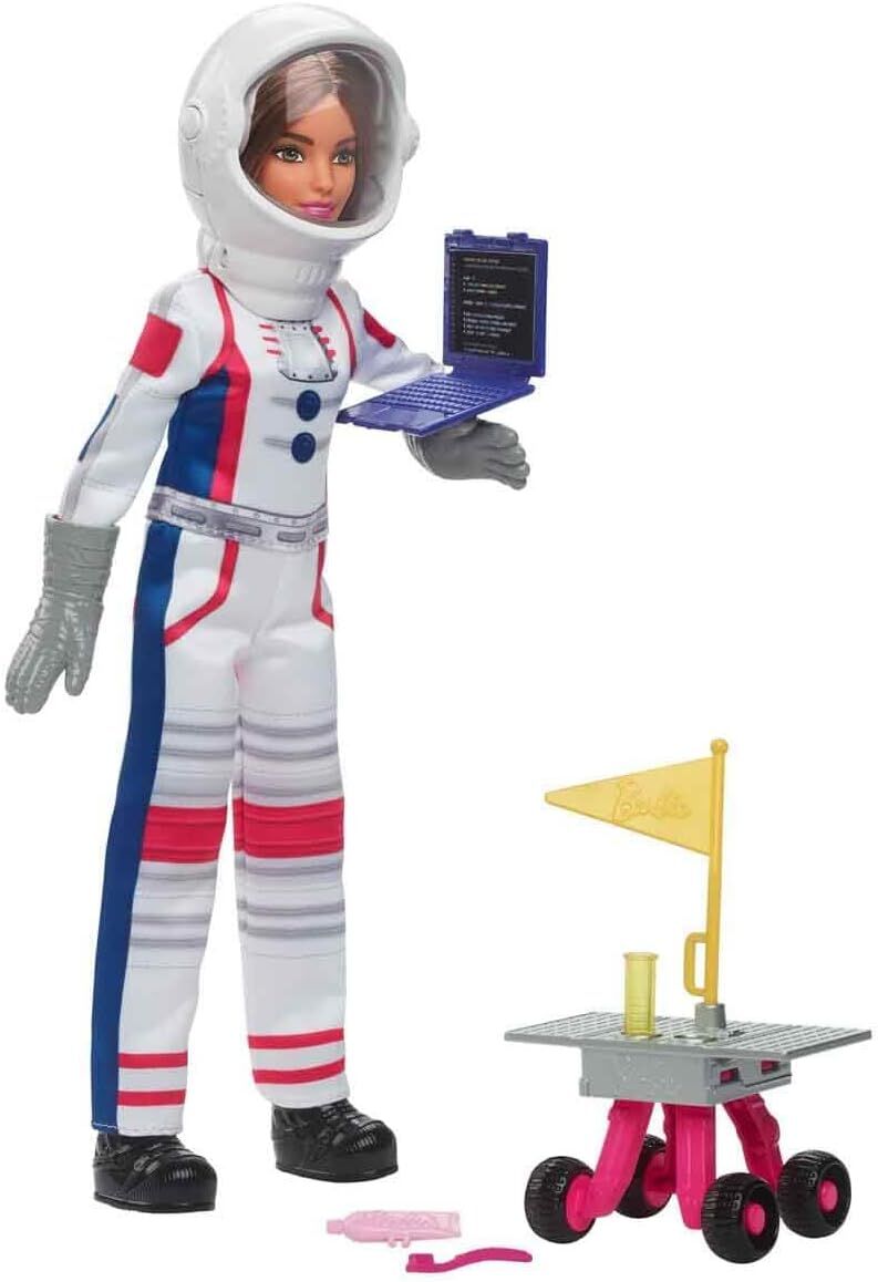 Barbie 65. Yıldönümü Bebeği ve 10 Aksesuar, Esmer Bebekli Astronot Seti, Rolling Rover, Flipping Shield ve Daha Fazlası ile Uzay Kaskı