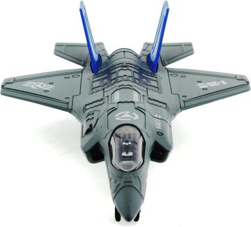 Mega brands Çek Bırak Metal F-35 Benzeri Gri Savaş Uçağı Sesli Işıklı