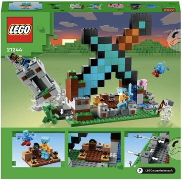 LEGO® Minecraft® Kılıç Üssü 21244-8 Yaş ve Üzeri Çocuklar için İskelet, Creeper™ ve Daha Fazlasını İçeren Oyuncak Yapım Seti (427 Parça)