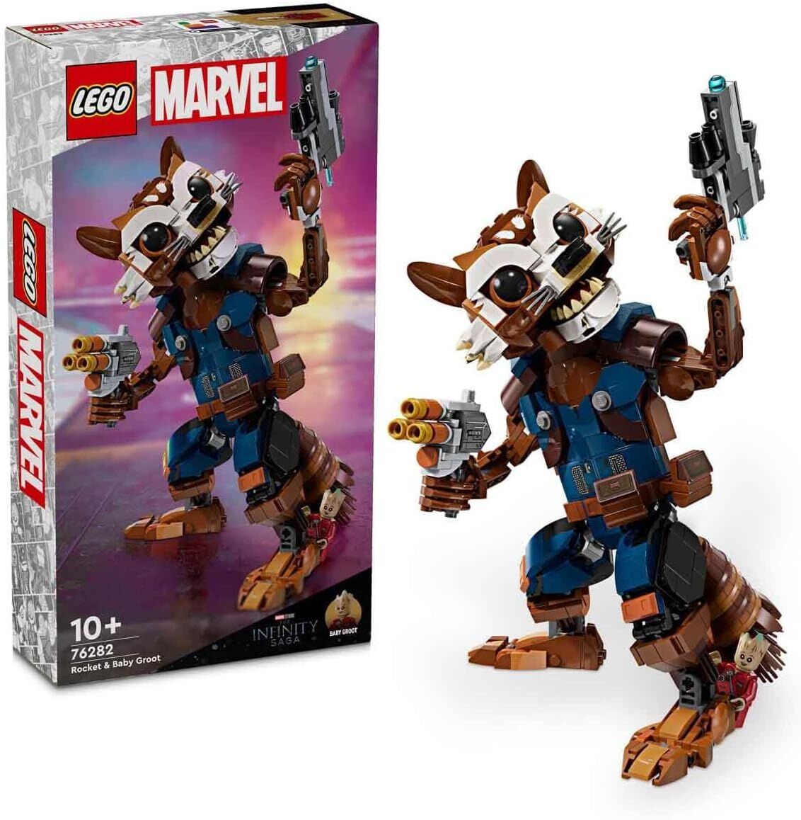 LEGO Marvel Rocket ve Bebek Groot 76282 – 10 Yaş ve Üzeri Süper Kahraman Seven Çocuklar İçin İnşa Edilebilen Yaratıcı Oyuncak Yapım Seti (566 Parça)