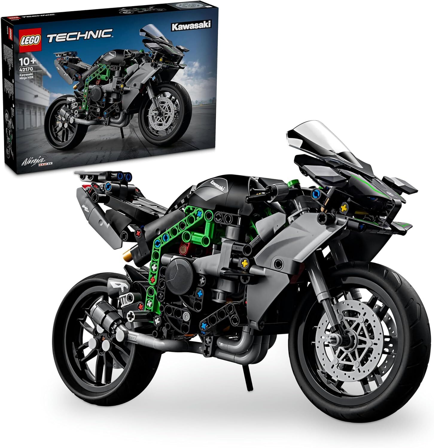 LEGO Technic Kawasaki Ninja H2R Motosiklet 42170-10 Yaş ve Üzeri Çocuklar için Koleksiyonluk Yaratıcı Oyuncak Model Yapım Seti (643 Parça)