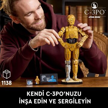 LEGO Star Wars C-3PO 75398 - Yetişkinler için İnşa Edilebilen Koleksiyonluk ve Nostaljik Droid Figürü Yapım Seti (1138 Parça)