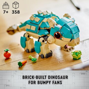 LEGO Jurassic World Yavru Bumpy: Ankylosaurus 76962-7 Yaş ve Üzeri Kretase Kampı Hayranları için Yaratıcı Oyuncak Yapım Seti (358 Parça)