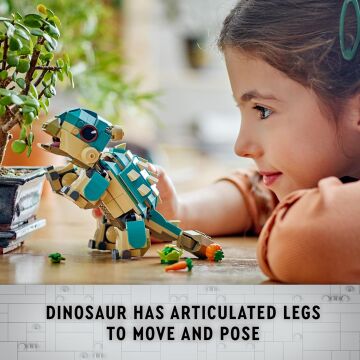 LEGO Jurassic World Yavru Bumpy: Ankylosaurus 76962-7 Yaş ve Üzeri Kretase Kampı Hayranları için Yaratıcı Oyuncak Yapım Seti (358 Parça)