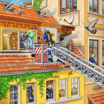 Ravensburger Çocuk Yapbozu - 09401 İtfaiye Parçası - 5 Yaşından İtibaren Çocuklar için, 3 x 49 Parça