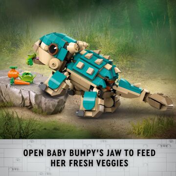 LEGO Jurassic World Yavru Bumpy: Ankylosaurus 76962-7 Yaş ve Üzeri Kretase Kampı Hayranları için Yaratıcı Oyuncak Yapım Seti (358 Parça)
