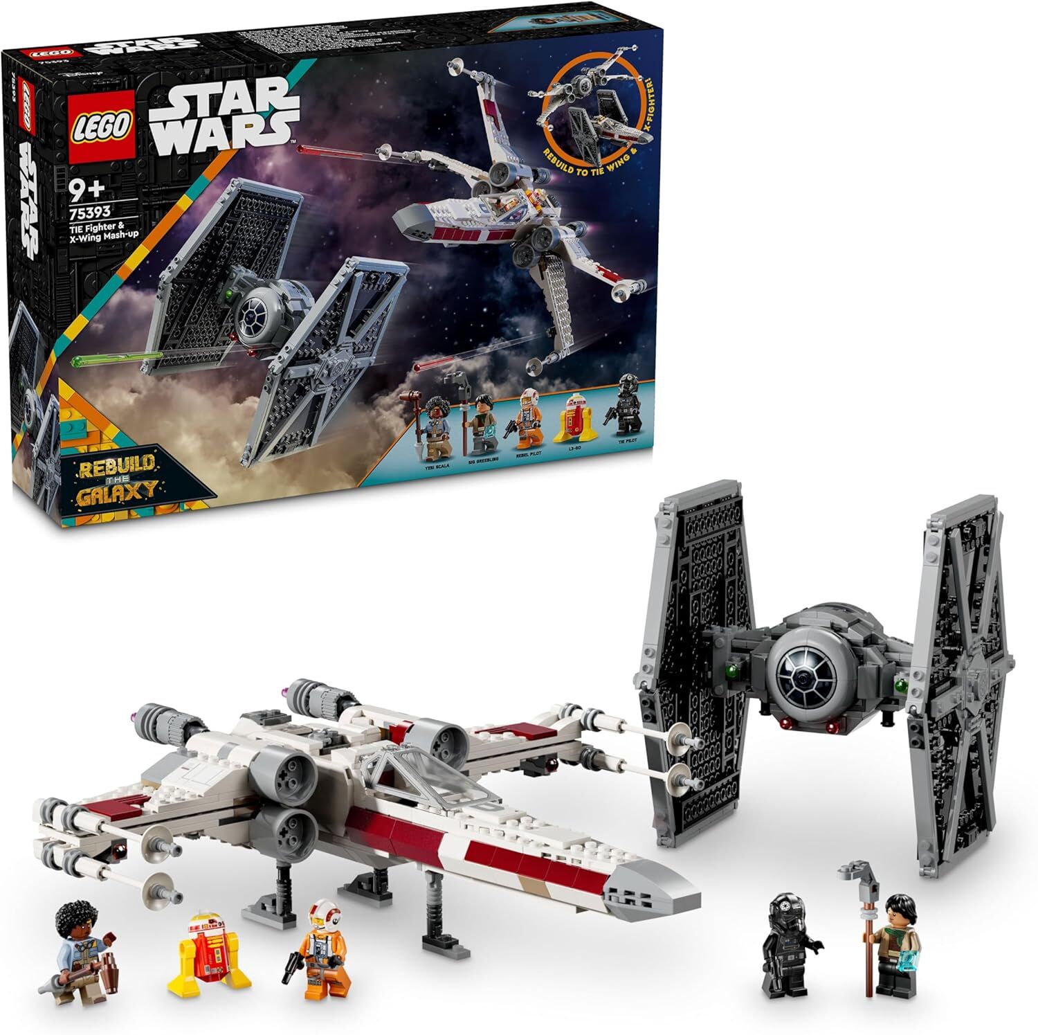 LEGO Star Wars TIE Fighter ve X-Wing Birleşimi 75393-9 Yaş ve Üzeri Star Wars Sevenler için İnşa Edilebilen Starfighter Oyuncak Yapım Seti (1063 Parça)