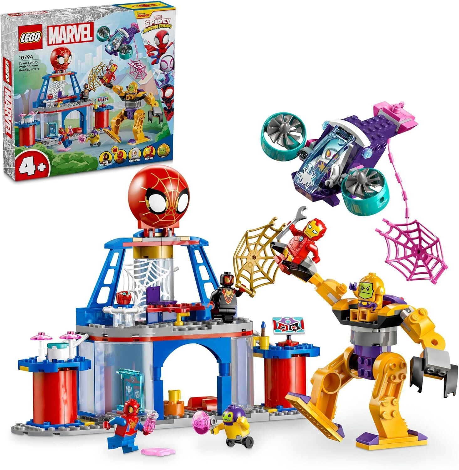 LEGO® Marvel 4+ Spidey Takımı Ağ Örücü Karargahı 10794-4 Yaş ve Üzeri Çocuklar için 5 Minifigür İçeren Yaratıcı Oyuncak Yapım Seti (193 Parça)