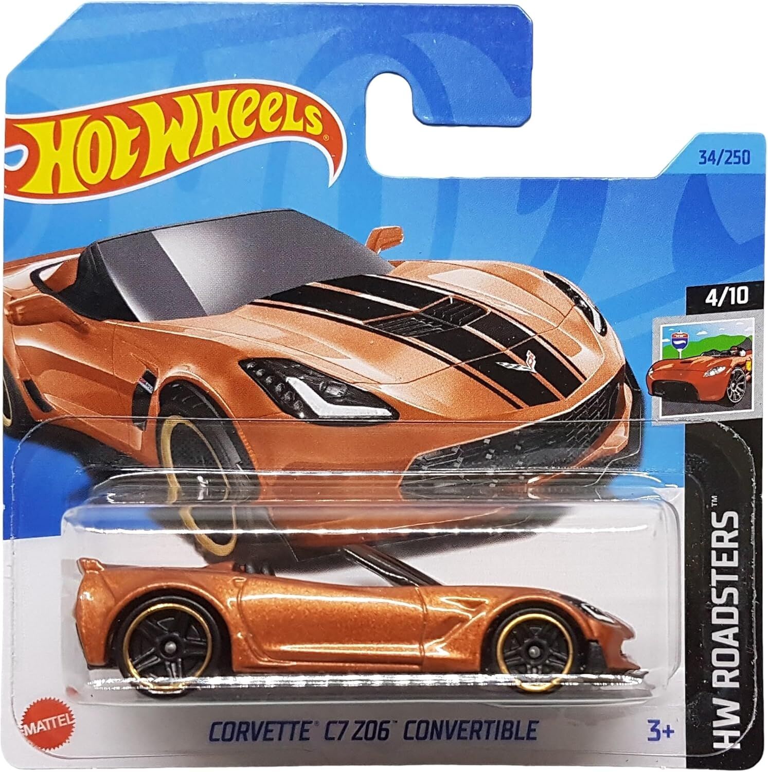 Hot Wheels - Corvette C7 Z06 Convertible - HW Roadsters 4/10 - HKK10 - Short Card - GM - Copper Metal Flake - Mattel 2023