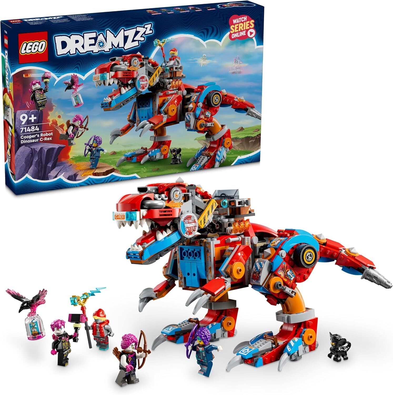 LEGO DREAMZzz Cooper’ın Robot Dinozoru C-Rex 71484 – 9 Yaş ve Üzeri Çocuklar İçin 4 Minifigür ve T. rex Modeli İçeren Yaratıcı Oyuncak Yapım Seti (917 Parça)
