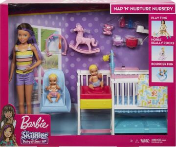 Barbie Bebek Bakıcısı Skipper Uyku Eğitiminde Oyun Seti, 3 yaş ve üzeri, GFL38