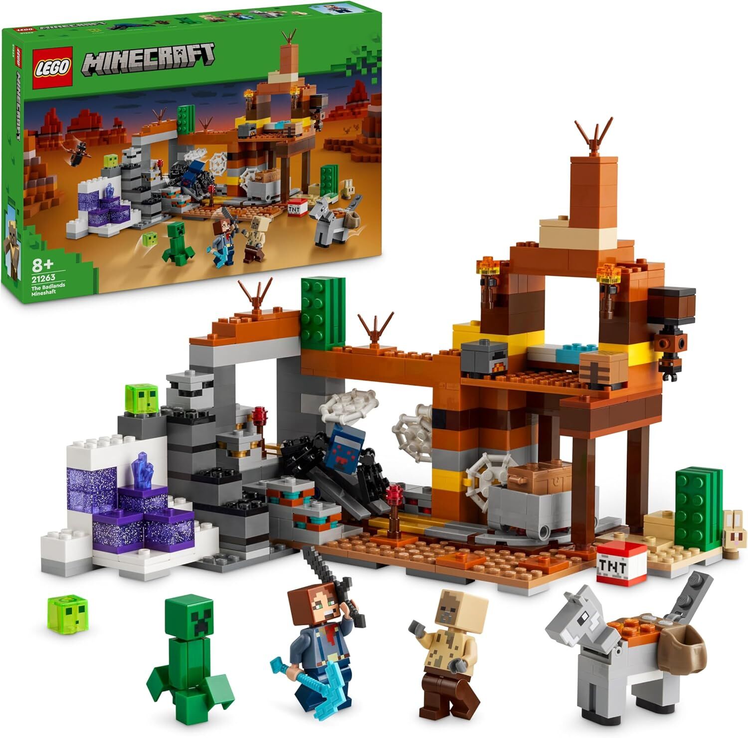LEGO Minecraft Çorak Arazi Maden Kuyusu 21263-8 Yaş ve Üzeri Macera Oyunları Seven Çocuklar İçin Minecraft Video Oyununa Dayalı Yaratıcı Oyuncak Yapım Seti (538 Parça)